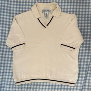 Vintage Jones Wear Cream Knit Polo Sweater | 90s Minimalist